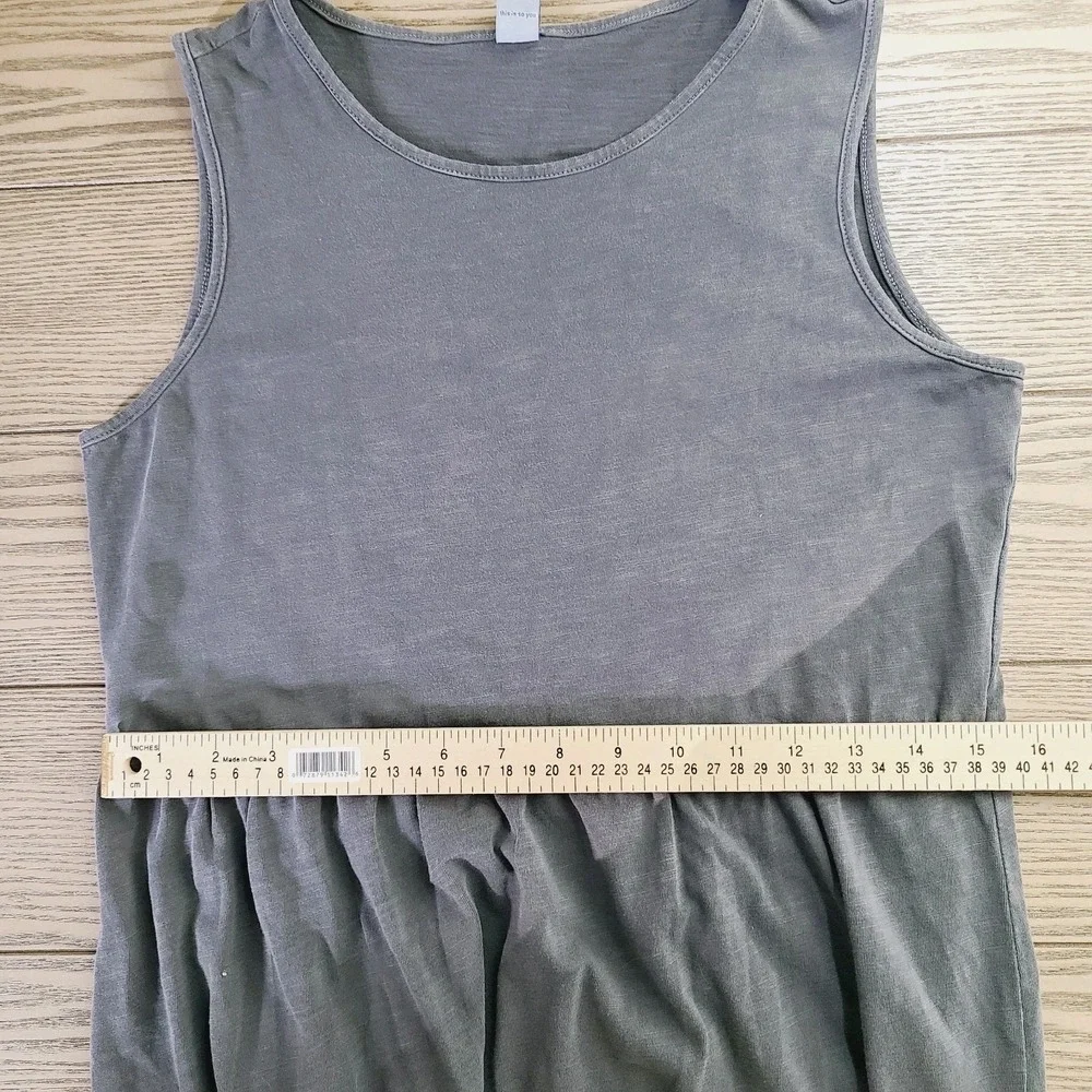 Old Navy Maxi Dress Gray Knit Tiered Sleeveless‎ Casual Stretch Flowy Small S